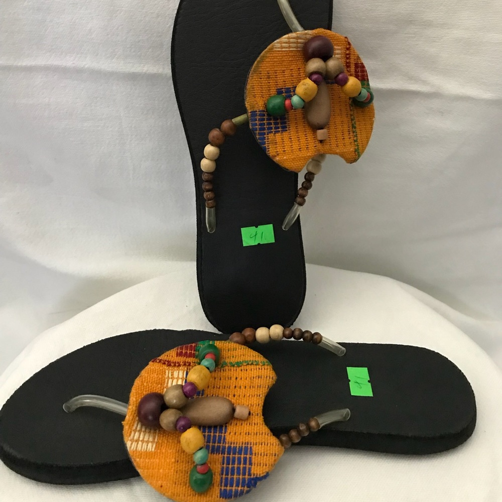Hand crafted slippers made in Ghana